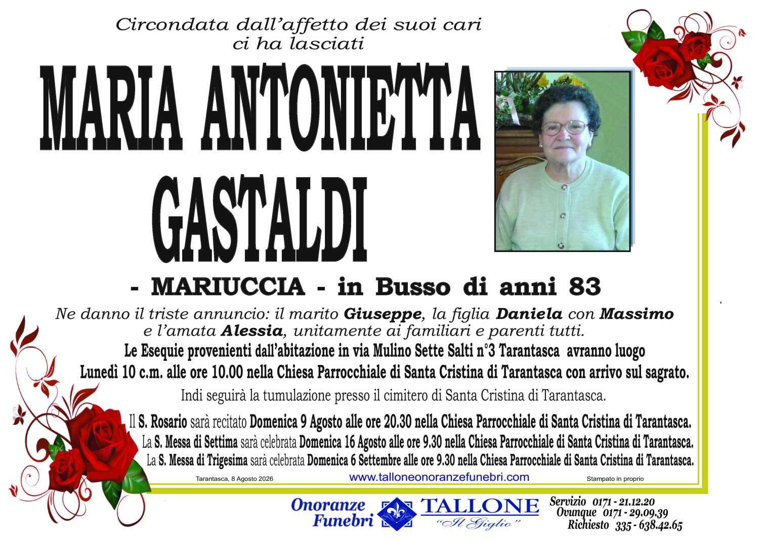 Maria Antonietta Gastaldi<small class='fs-20'><br/>- Mariuccia -<br/>In Busso</small>